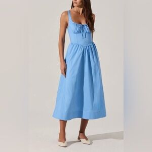 Astr Light Blue Corset Fit and Flare Sweetheart Neck  Sleeveless Midi Dress NWOT